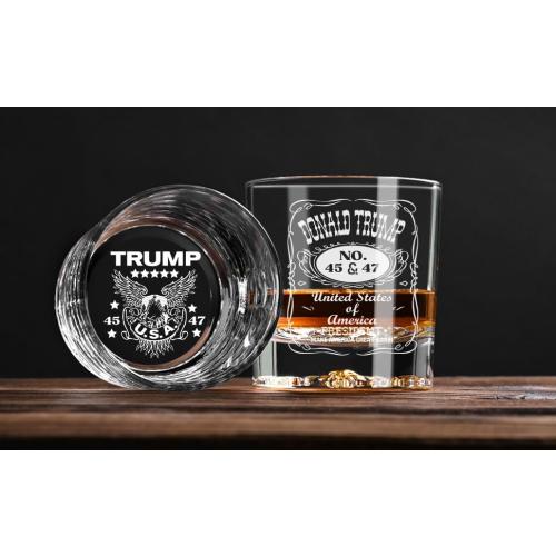 Donald Trump Laser Engraved 10.5 oz. Whiskey Glass,Trump For Presidency, Poilitical Gift, 45-47, Bourbon Rock Glass Made in the USA