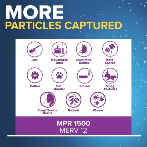 Filtrete 16x25x1 Air Filter MERV 12, MPR 1500 Certified Asthma & Allergy Friendly 2-Pack, AC Furnace HVAC Filters for Home, 3-Month Pleated Electrostatic (Actual Size 15.69 x 24.69 x 0.78 in)