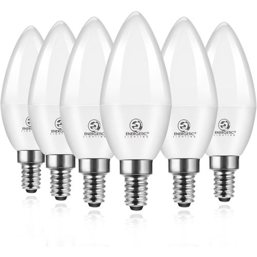 Energetic E12 LED Candelabra Light Bulbs 5.5W (60 Watt Equivalent), 2700K Soft White, 600LM Chandelier Light Bulbs, B11 Candle Bulbs for Ceiling Fan, CA 80 Recessed Can Light, Non-Dimmable, Pack of 6