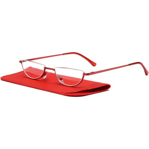 Viseng 2 Pack Vintage Alloy Half Moon Reading Glasses Women Men Slim Half Frame Lens Readers Glasses  1.0