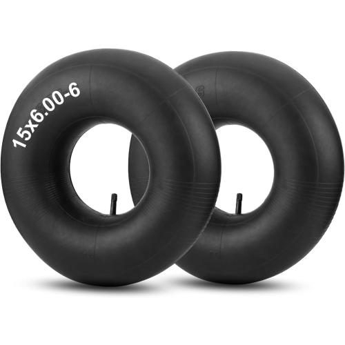 15x6.00-6 Inner Tubes, 2 Pack Heavy Duty 15x6-6 Replacement Tire Inner Tube with TR-13 Straight Valve Stem for Lawn Mower, Ride-on Mower, Yard Trailer, Tractor, ATVs, Go Karts, Golf Carts, etc