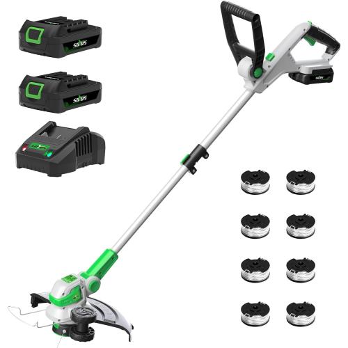 SOYUS Weed Wacker 12 Inch String Trimmer Cordless 20v Electric Weed Wacker, 2 Pcs 2.0Ah Battery Powered Weed Trimmer/Edger, Lightweight Grass Trimmer with 8 Pcs Replacement Spool Trimmer Lines