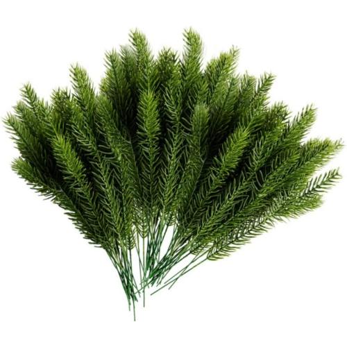 Artificial Pine Branches Fake Greenery Pine Needle Picks Plants for DIY Garland Wreath 60PCSArtificial Branch