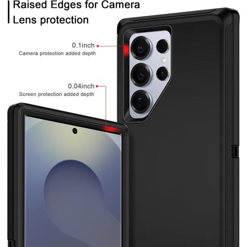 for Samsung Galaxy S25 Ultra Case Heavy Duty Protective Shockproof Dropproof 3-Layer Full Body Protection [Without Screen Protector] Tough Rugged Case for Galaxy S25 Ultra,Black