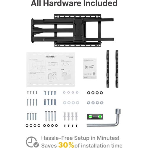 monTEK Long Arm TV Wall Mount for Most 43-80 Inch TVs, 42 Inch Long Extension TV Mount Swivel and Tilt, Full Motion Wall Mount Tv Bracket Fit Max VESA 600 x 400mm, Up to 110 lbs, 16”,18” Studs
