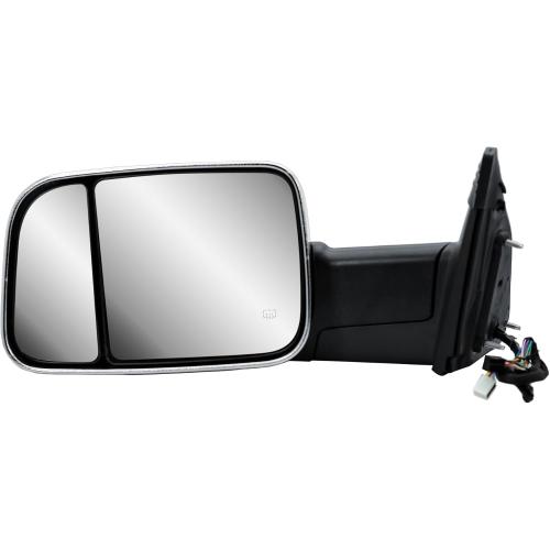 Replacement Driver Left Side Door Towing Mirror Chrome Back Cover Power and Heated Glass with Turn Signal Light and Puddle Light Manual Folding and Temperature Sensor For Ram 1500 2500 3500 2009-2018 ‼️rubber is slightly worn on mirror ‼️