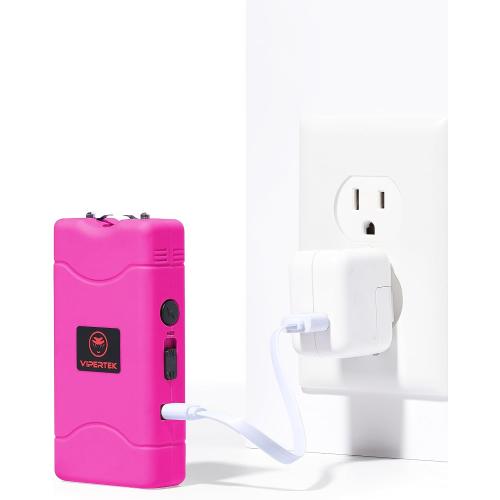 VIPERTEK VTS-880 Mini Stun Gun for Self Defense Rechargeable with LED Flashlight
