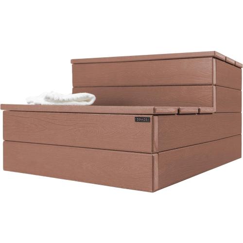 Color red DENKOE Hot Tub Steps - Wood Looking Plastic Steps - 100% Waterproof Spa Steps - Brown Non Slip, Heavy Duty Outdoor Steps, Multi Use as Porch Steps, Hot Tub Stairs, or Outdoor Stairs, Fits Any Spa Size