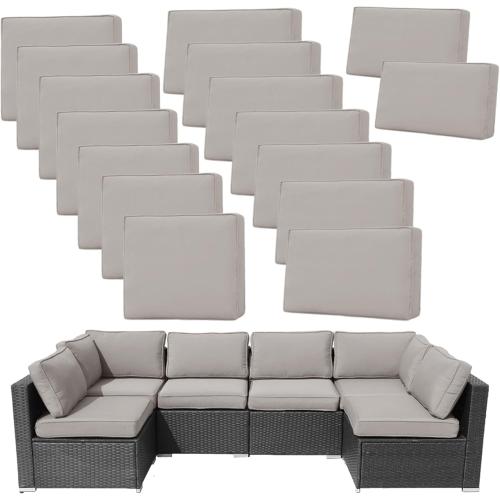 14Pieces Patio Cushion Covers Replacement Outdoor Couch Cushions Covers Splashproof Sofa Slipcovers Set with Zippers,Patio Furniture Protector Cover Only(Light Gray,25.6×25.6×3.94inches)