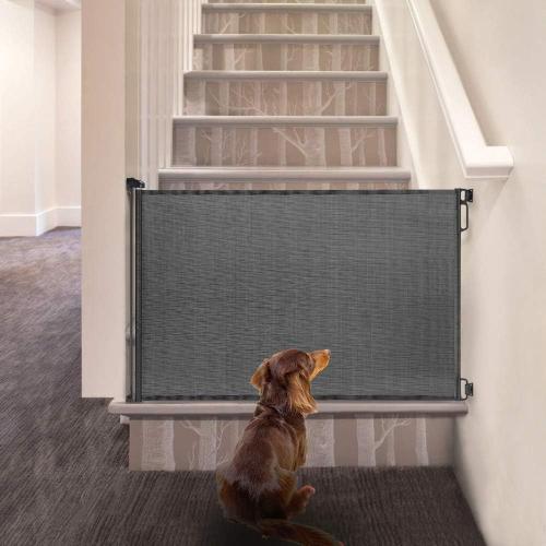 EasyBaby Retractable Baby Gate, 33 Tall, Extends up to 55'' Wide, Black/Child Safety Baby Gates, Pet Retractable Gates for Stairs, Doorways, Hallways, Indoor and Outdoor