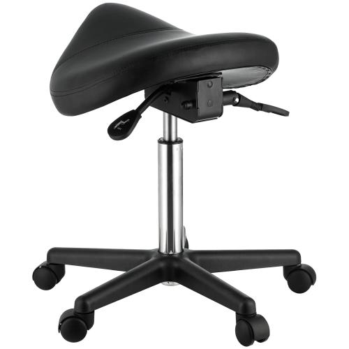 VEVOR Saddle Stool with Wheels, 400 LBS Weight Capacity Ergonomic Rolling Saddle Stool, Height Adjustable Thickened PU Leather Swivel Saddle Stools Chair for Salon, Spa, Tattoo, Clinic, Black