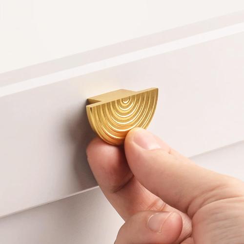 Brass Cabinet Pulls Brushed Gold Modern Drawer Handles for Dresser Closet (6 Pack Single Hole)