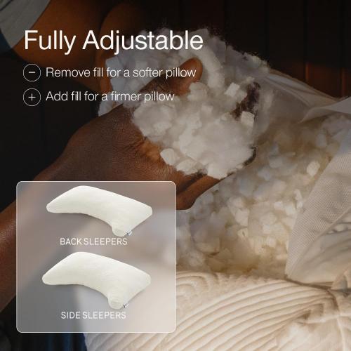 Coop Home Goods Adjustable Latex Crescent Pillow King, Talalay Latex & Microfiber Fill, Ergonomic Shape, Naturally Cooling, Eco-Friendly, Medium Firm for Back and Side Sleepers, GREENGUARD Gold