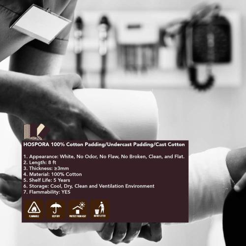 HOSPORA Medical Cotton Cast Padding Roll, 4 Inch x 8 feet, Individual Pack(Pack of 6)