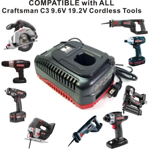 9.6V 19.2V Compatible with Craftsman C3 Battery Charger, Replace Craftsman Ni-Cd & Lithium-Ion Charger XCP 315.CH2045, CH2021, 140152001, 315.CH2021,CH2045,17311, 315.CH2030.140152004