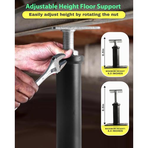 4 Pack House Floor Jacks, Adjustable Jack Post for Leveling, 6.5-8.5 Height Telescoping Screw Jacks, Heavy Duty Support for Basement, Floor Joist, Beam & Foundation Repair, Temporary Support,Black