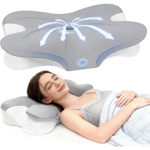Cervical Neck Pillow for Neck Pain Relief and Sleeping, Ergonomic Contour Memory Foam Pillow with Breathable Pillowcase, Neck Support Pillow for Side, Back, Stomach Sleepers