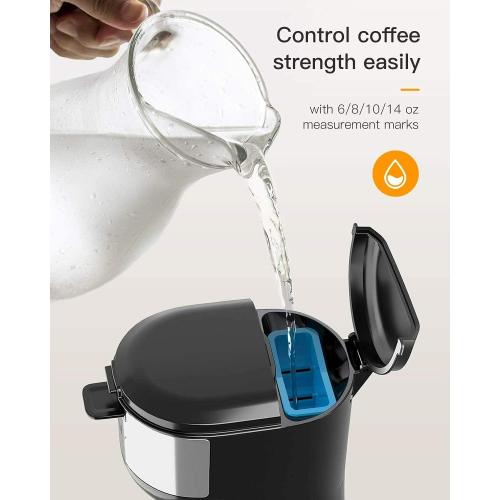 Single Serve Coffee Maker with Thermal Mug 3 Mins Fast Brew Self Cleaning