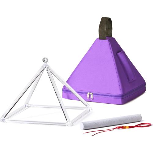 CVNC 12 Inch Quartz Crystal Singing Pyramid Healing Musical Instrument   Carry Case Bag Powerful Energy