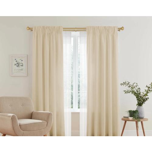 Double Curtain Rods 72 to 144 Inches with Solid Aluminum Alloy Brackets, 1 Inch Adjustable Drapery Rod, Heavy Duty Dual Curtains Rod for Window, Sliding Door, Bedroom Decoration, Warm Gold