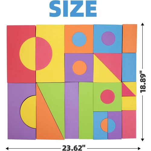 Large Building Foam Blocks for Toddlers, 30 Pieces EVA Stacking Foam Building Blocks Toy Set, Non-Toxic, Washable, Early Learning Construction Toys & Gifts for Kids Boys & Girls