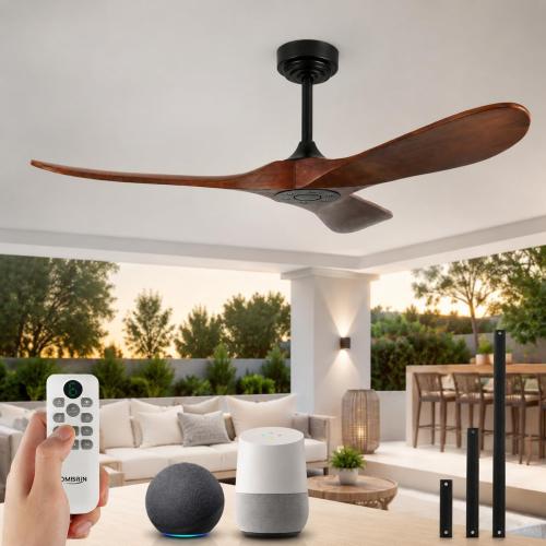 Ceiling Fan without Light, Smart Wood Ceiling Fan