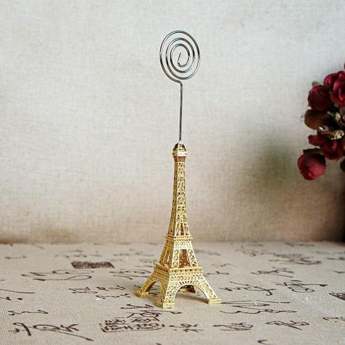 12 Pcs Eiffel Tower Base Place Card Holders, Metal Wire Table Photo Holder Table Number Card Holders Table Pictures Stand Memo Note Clip for Home Office Wedding Party (Gold)