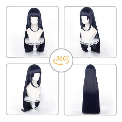 Anime Cosplay Wig Blue Purple Medium Long Straight Hair for Animation Exhibition Christmas Party Halloween Carnival