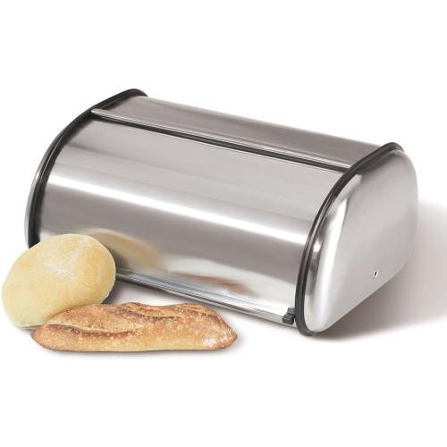 Oggi Stainless Steel Roll Top Bread Box for Kitchen Countertop with Stainless Steel Lid - Fits Multiple Large Loaves of Bread and Other Freshly Baked Goods Including Cookies, Bagels, Muffins