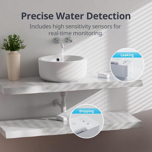 SwitchBot WiFi Water Sensor, Smart Water Leak Detector, 100dB Adjustable Alerts & App Alerts, IP67 Waterproof, Wireless Detector for Kitchen, Bathroom, Basement, No Hub Required (Support 2.4G)