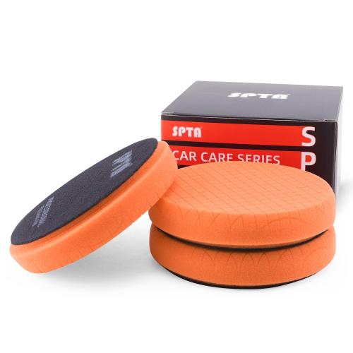 Orange Light Cut Pad, Buffing Polishing Pads, SPTA 3Pcs 6.5 Inch Face for 6 Inch 150mm Backing Plate Compound Buffing Sponge Pads for Car Buffer Polisher Compounding, Polishing and Waxing -X00224Y6O3