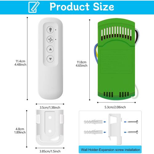 Ceiling Fan Remote Control Kit with Receiver, Replacement for Hunter 99770