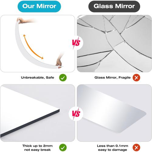 47.25x15.75 Inch Full-Length Mirror,Acrylic Shatterproof Soft Mirror, Non-Glass Wall-Mounted Fitness Mirror for Home, Lightweight Durable Modern Decor for Bedroom/Living Room/Cloakroom