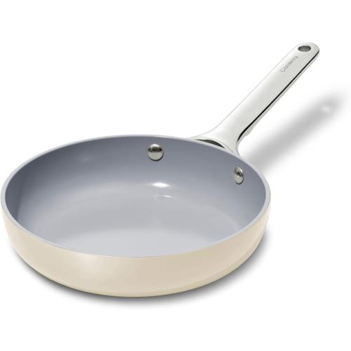 Caraway Nonstick Ceramic Mini Fry Pan (1.05 qt, 8) - Non Toxic, PTFE & PFOA Free - Oven Safe & Compatible with All Stovetops (Gas, Electric & Induction) - Cream