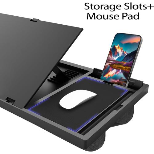 Laptop Lap Desk with Cushion - 9 Adjustable Angles, Fits Up to 15.6 inch Laptops, Built-in Mouse Pad, Phone and Pen Slots. Portable Writing Board for Bed, Sofa, and Work Table