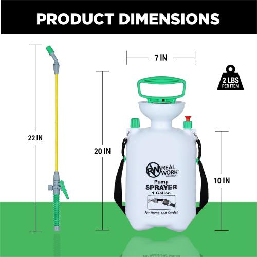 REALWORK 1-Gallon Handheld Tank Sprayer with Easy-Carry Shoulder Strap for Lawn, Garden, Yard, in Translucent White