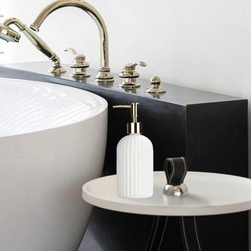Soap Dispenser 14Oz White Glass Hand Soap Dispenser for Kitchen Countertop