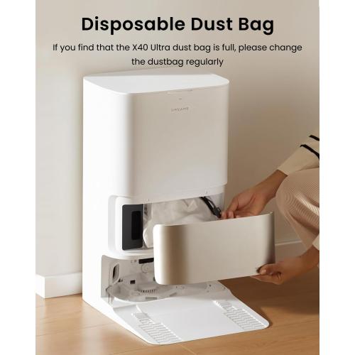 6Pack Vacuum Dust Bags - 3.2L Large Disposable Dust Bag for Dreame X40 Ultra/X30 Ultra/L40 Ultra/L10s Pro Ultra/L10s Ultra Gen2 Vacuum Cleaner Dust Bags Replacement, X40 Ultra Dust Bag, White