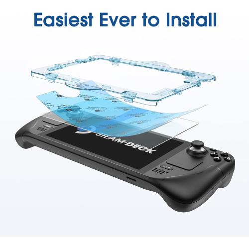 amFilm [2 Pack OneTouch Screen Protector Compatible with Steam Deck/Steam Deck OLED, Tempered Glass Designed for Steam Deck (7inch) 2021 & 2022 /Steam Deck OLED 2023 with Easy Installation Kit