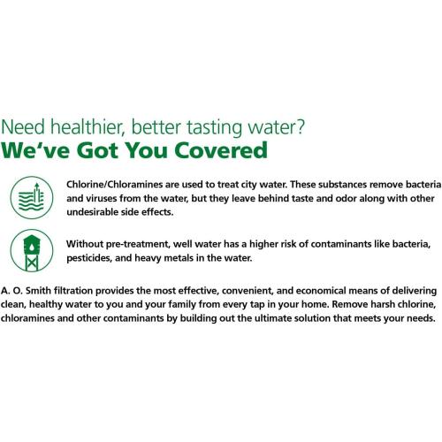 AO Smith Whole House Water Filter System - Whole Home Filtration for Well & City Water - Filters 96.9% of Chlorine Taste & Odor - 6 yr, 600,000 Gl, AO-WH-Filter