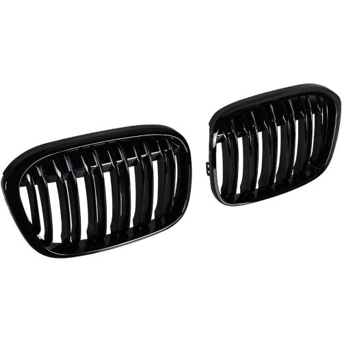 Astra Depot Glossy Black Dual Slats Kidney Grille Compatible with 2016-2018 BMW F48 F49 X1 sDrive18i sDrive20i xDrive25i sDrive16d sDrive18d sDrive20d