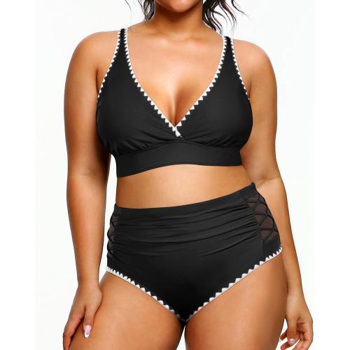 Size 18W Yonique Womens Plus Size Bikini High Waisted Swimsuits Two Piece Bathing Suits Tummy Control Swimwear
