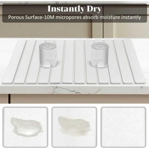 Extral Large Stone Dish Drying Mats for Kitchen Counter, 28(L)×16(W) Quick Dry Dish Drying Mat, Collapsible Eco-Friendly Absorbent Diatomaceous Earth Mat for Dishes Cups, Match Any Countertop