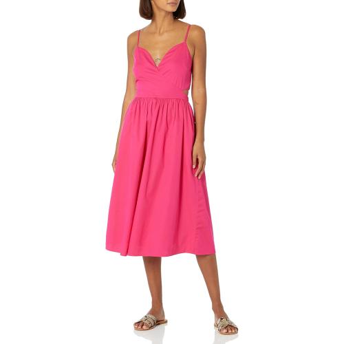 SIZE LARGE The Drop Women's Makenna Strappy Cross-Front Smocked-Back Midi Dress