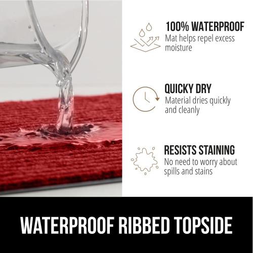 GORILLA GRIP Waterproof Traffic Guard Door Mat, 72x48, Heavy Duty Entryway Mats, Strong Backing Commercial Utility Rugs for Office Hallway, Garage Floor and Home, Low Profile Carpet Runner, Red