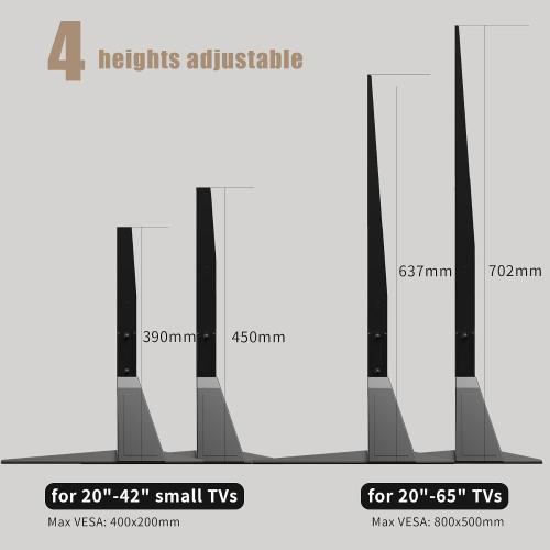 Universal TV Stand, Metal TV Legs for 20-65 inch LCD/LED/OLED/Plasma Flat&Curved Screen TV Height Adjustment with VESA 75x75mm to 800x500mm Max ML1760