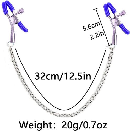 Body Clamps with Chain Necklace Adjustable Pressure Body Clip Stainless Steel Body Ring Clamps Clips Non Piercing Faux Body Jewelry Suitable for Variety Carnival Scenes Body Jewelry (Blue)