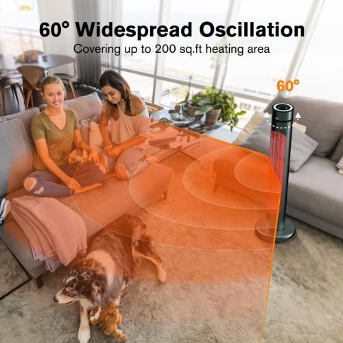 ThermoMate Electric Patio Heater, 1500W IP65 Outdoor/Indoor Infrared Heater with Remote, 8 Heating Levels 8-Hour Timer & Oscillation, Tip-over Protection for Garage Backyard Restaurant