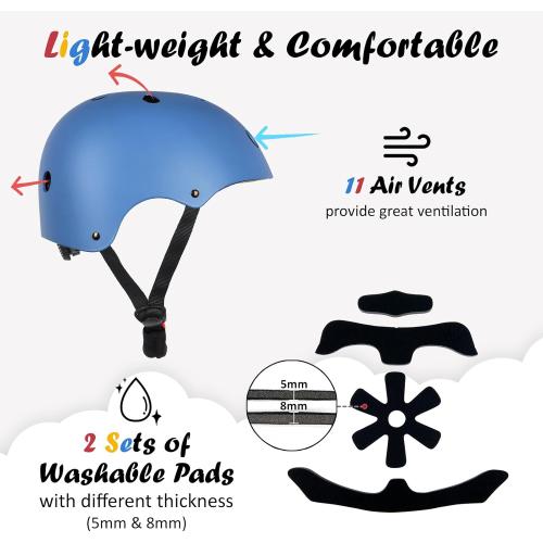 Kids Bike Helmet, Adjustable and Multi-Sport, from Toddler to Youth, 3 Sizes