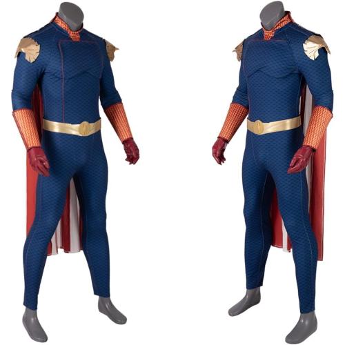 Mens Homelander Cosplay Costume, Homelander Luxury Battle Uniform Bodysuit with Cloak for Halloween Party